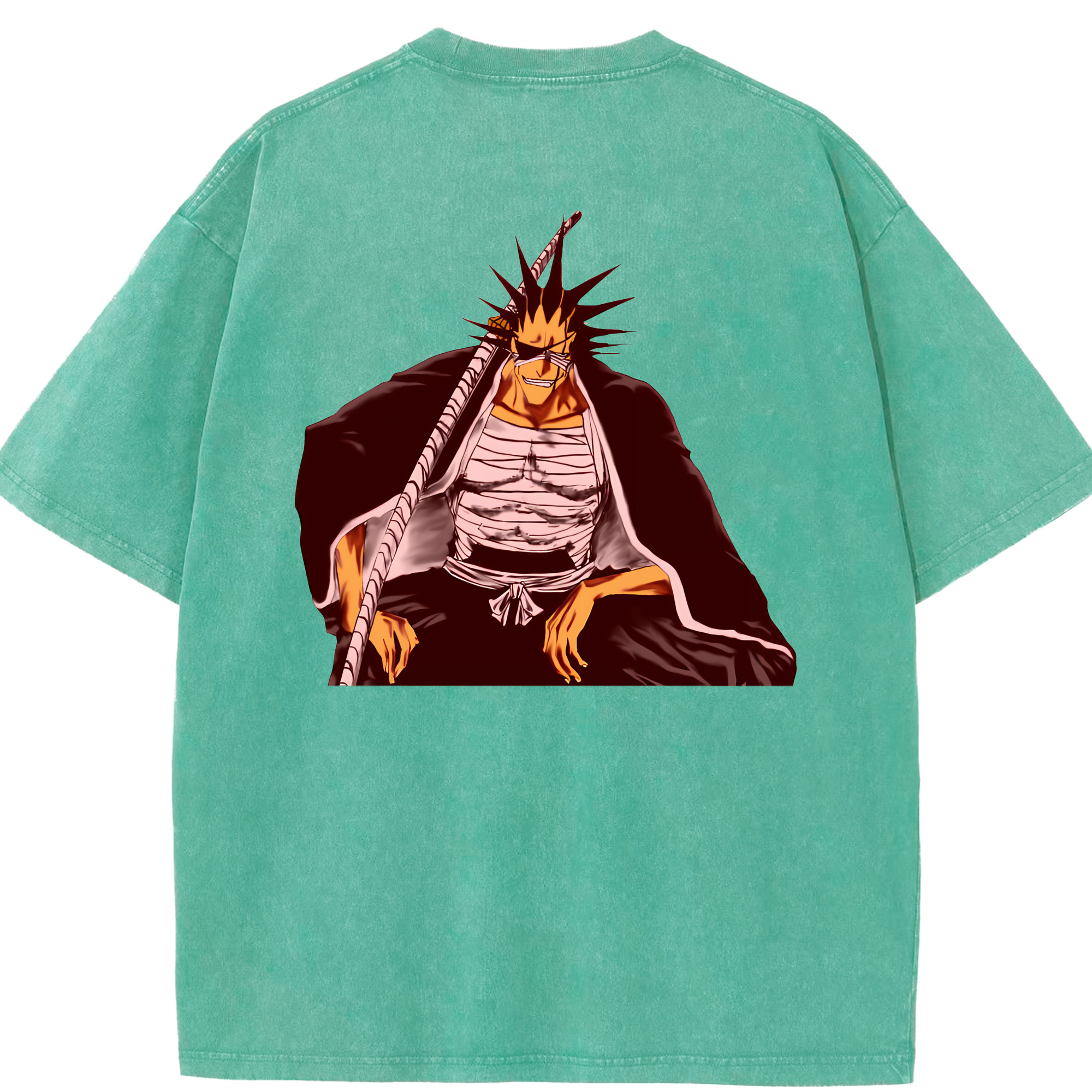 （画像用） ブリーチ ざらき けんぱち BLEACH Zaraki Kenpachi 綿100% ヴィンテージ風 半袖Tシャツ（背面プリント）